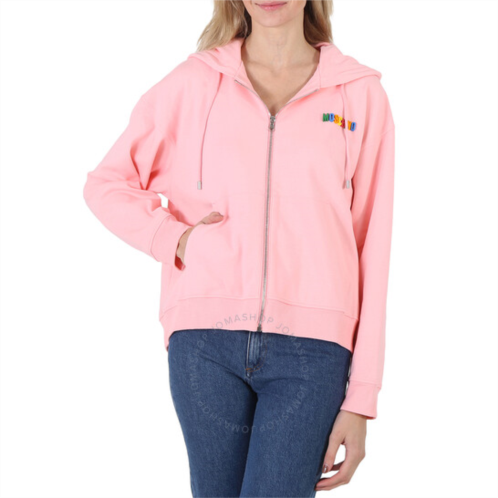 Moschino Pink Cotton Logo Zip Hoodie, Brand Size 38 (US Size 4)