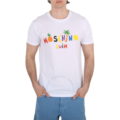 Moschino Swim White Cotton Logo Print T-Shirt, Size Small