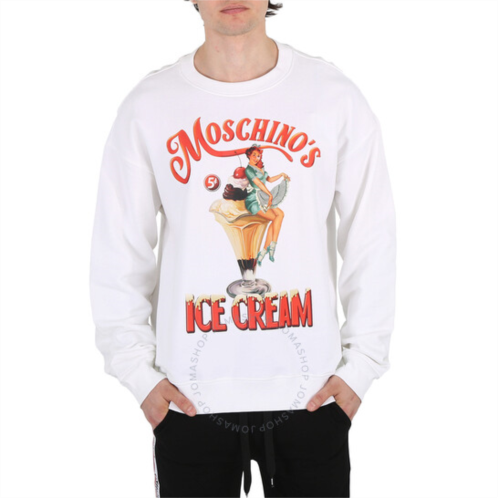 Moschino White Ice Cream Cotton Sweatshirt, Brand Size 50 (US Size 40)