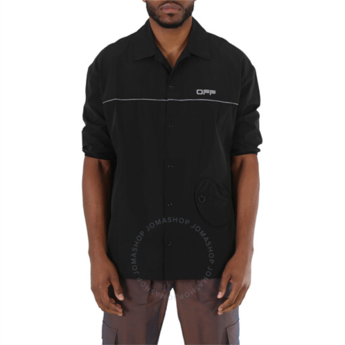 Off-White Mens Short-sleeve Track Button Shirt In Black, Size X-Small