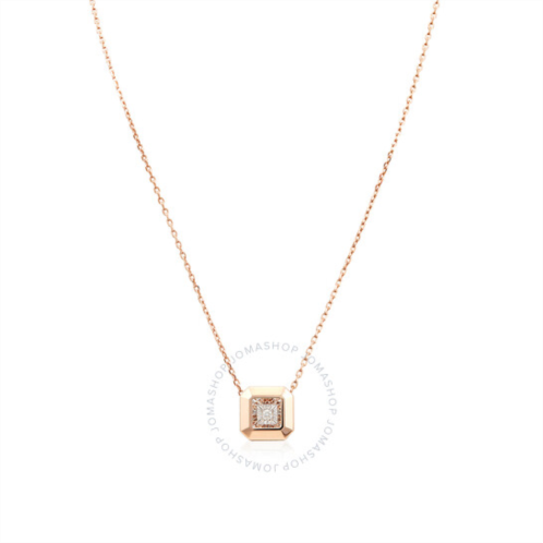 Picasso And Co Ladies 18K Rose Gold 0.032 Ct Square Cut Dancing Diamond Pendant Necklace