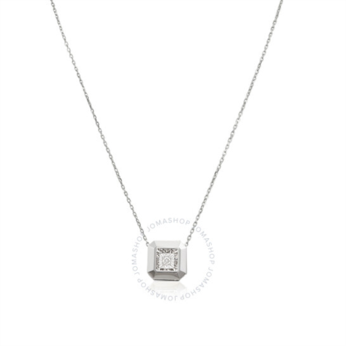 Picasso And Co Ladies 18K White Gold 0.032 Ct Square Cut. Dancing Diamond Pendant