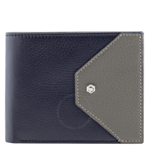 Picasso And Co Leather Wallet- Navy Blue/ Gray