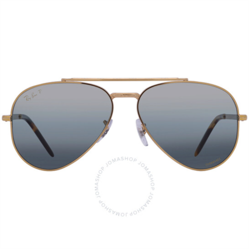 Ray-Ban New Aviator Polarized Clear Gradient Dark Blue Unisex Sunglasses