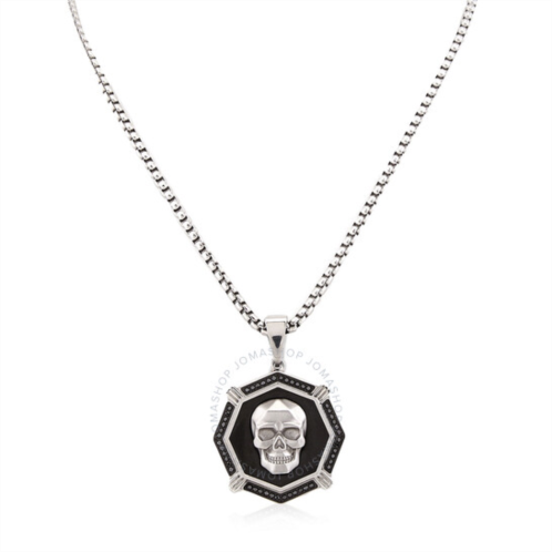 Robert Alton 1/4CTW Black Diamond Stainless Steel with Black Finish Skull Pendant