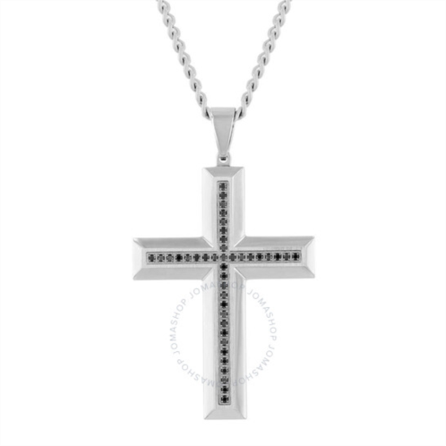 Robert Alton 3/8CTW Black Diamond Stainless Steel Cross Pendant
