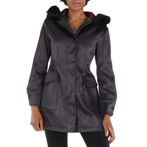Roberto Cavalli Ladies Black Fur-Trim Hood Down Jacket, Brand Size 38 (US Size 4)
