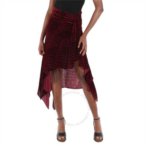 Roberto Cavalli Ladies Bordeaux Asymmetric Skirt, Brand Size 40 (US Size 6)