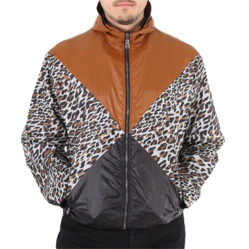 Roberto Cavalli Mens Leopard Print Windbreaker Track Jacket, Brand Size 46 (US Size 36)