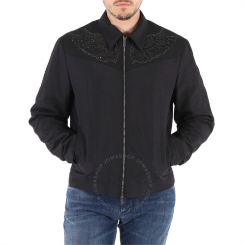Roberto Cavalli Mens Oxford Wool Mohair Bomber Jacket, Brand Size 54 (US Size 44)