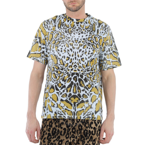 Roberto Cavalli Mens Sun Bleached Lynx Print Cotton Jersey T-shirt, Size Small