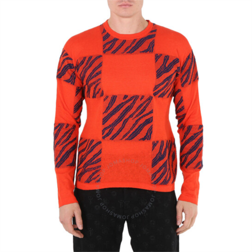 Roberto Cavalli Mens Zebra Check-jacquard Sweater, Size Small