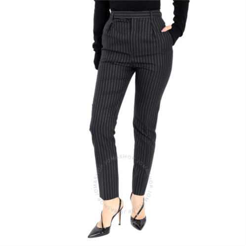 Saint Laurent Pinstripe High-Waisted Trousers, Brand Size 34 (US Size 2)