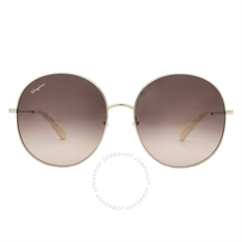 Salvatore Ferragamo Brown Gradient Round Ladies Sunglasses