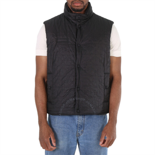 Ferragamo Salvatore Mens Black Gancini Logo Jacquard Nylon Vest, Brand Size 46 (US Size 36)