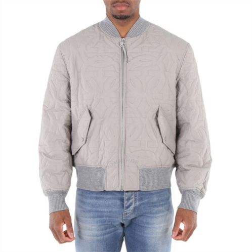 Ferragamo Salvatore Mens Rhinoceros Grey Quilted Gancini Blouson Jacket, Brand Size 48 (US Size 38)