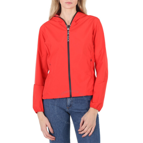 Save The Duck Ladies Jack Red Astrea Hooded Rain Jacket, Brand Size 3 (Large)