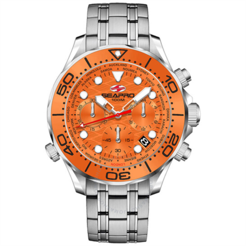 Seapro Mondial Timer Chronograph Quartz Orange Dial Mens Watch