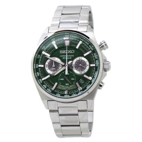 Seiko Chronograph Quartz Green Dial Stainless Steel Mens Watch