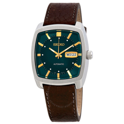 Seiko Recraft Automatic Green Dial Brown Leather Mens Watch