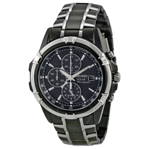 Seiko Solar Chronograph Black Dial Mens Watch