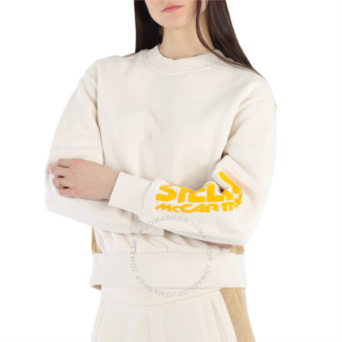 Stella Mccartney Ladies Logo-print Colour-block Sweatshirt in Cream, Brand Size 34 (US Size 0)