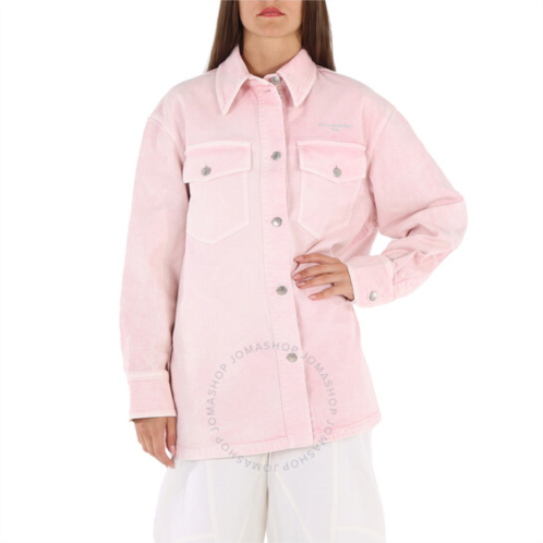 Stella Mccartney Ladies Pale Pink Logo-Plaque Denim Jacket, Brand Size 38 (US Size 4)