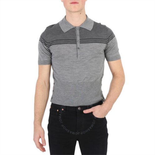 Thom Browne Mens Light Grey Jersey Merino Short Sleeve Polo Shirt, Brand Size 1 (Small)