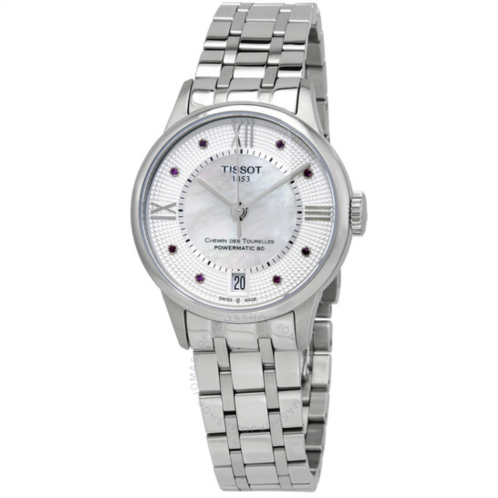 Tissot Chemin Des Tourelles White Mother of Pearl Rubies Dial Ladies Watch