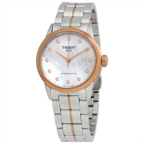 Tissot Luxury Automatic Diamond White Mother of Pearl Dial Ladies Watch
