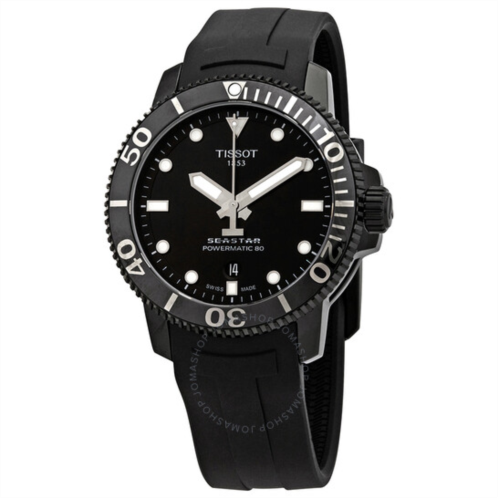 Tissot Seastar 1000 Black Dial Automatic Mens Rubber Watch
