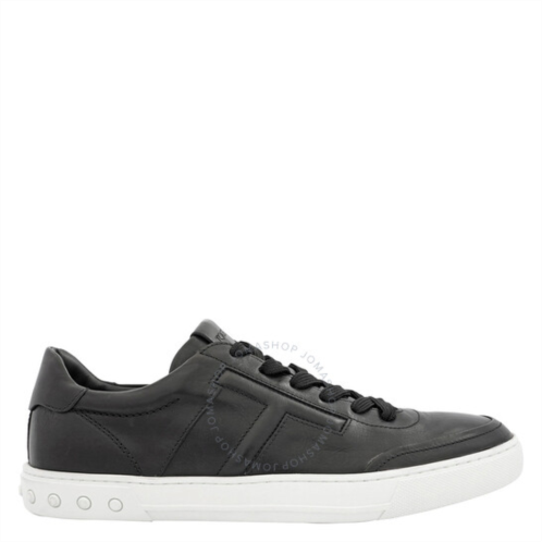 Tod  s Mens Black Leather Sport Leggero T Logo Sneakers, Brand Size 5 ( US Size 6 )