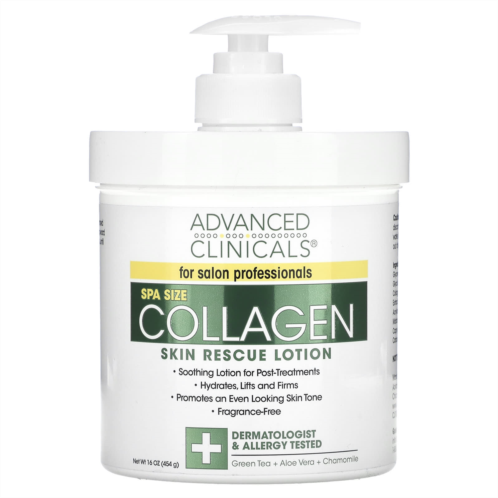 Advanced Clinicals Collagen Skin Rescue Lotion Fragrance Free 16 oz (454 g)