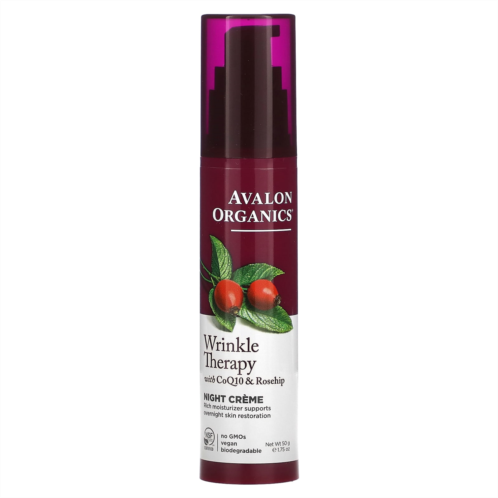 Avalon Organics Wrinkle Therapy With CoQ10 & Rosehip Night Creme 1.75 oz (50 g)