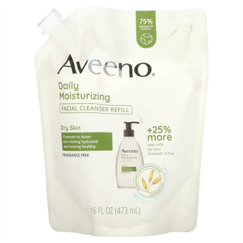 Aveeno Daily Moisturizing Facial Cleanser Refill Dry Skin Fragrance Free 16 fl oz. (473 ml)
