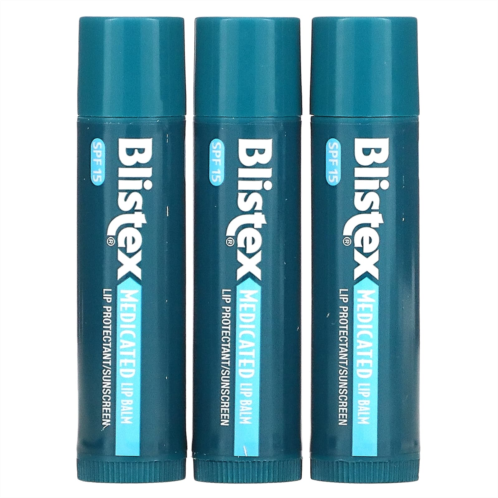Blistex Medicated Lip Protectant/Sunscreen SPF 15 Original 3 Balm Value Pack 0.15 oz (4.25 g) Each