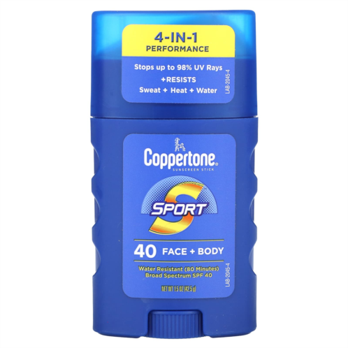 Coppertone Sunscreen Stick Sport 4-in-1 Performance Face + Body SPF 40 1.5 oz (42.5 g)