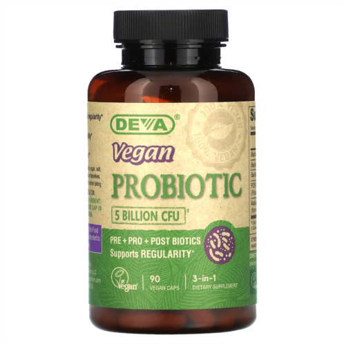 Deva 3-in-1 Vegan Probiotic 5 Billion CFU 90 Vegan Caps