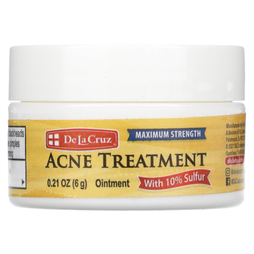De La Cruz Acne Treatment Ointment with 10% Sulfur Maximum Strength 0.21 oz (6 g)