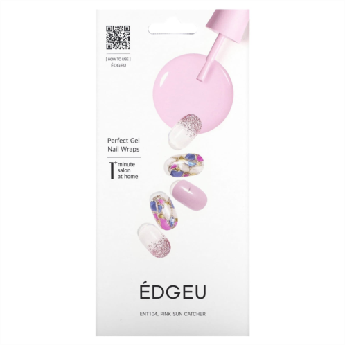Edgeu Perfect Gel Nail Wraps ENT104 Pink Sun Catcher 16 Piece Strips Set