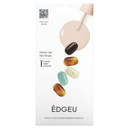 Edgeu Perfect Gel Nail Wraps ENA212 Black Sugar Bonbon Chocolat 16 Piece Strips Set