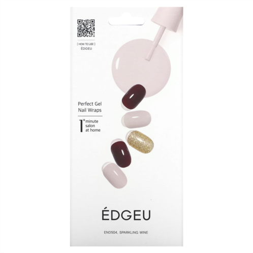Edgeu Perfect Gel Nail Wraps END504 Sparkling Wine 16 Piece Strips Set