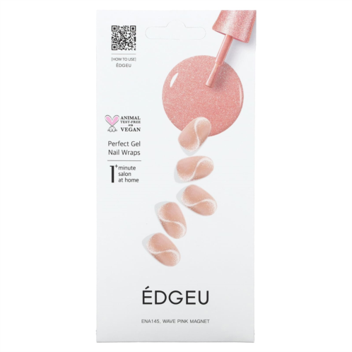 Edgeu Perfect Gel Nail Wraps ENA145 Wave Pink Magnet 16 Piece Strips Set