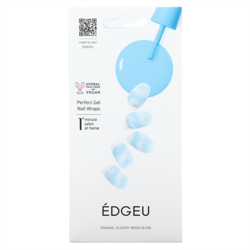 Edgeu Perfect Gel Nail Wraps ENA445 Cloudy Neon Glow 16 Piece Strips Set