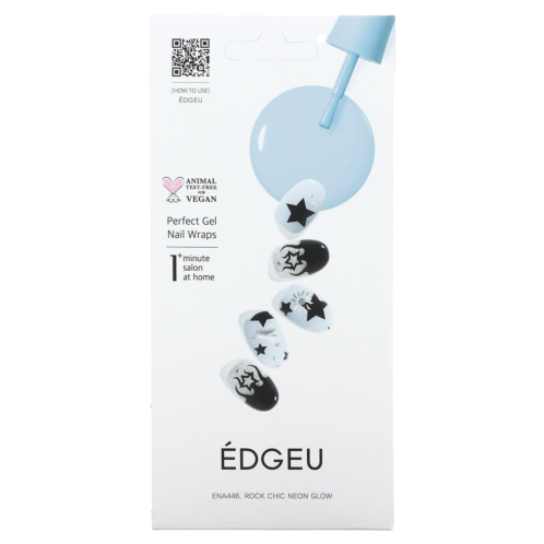 Edgeu Perfect Gel Nail Wraps ENA446 Rock Chic Neon Glow 16 Piece Strips Set