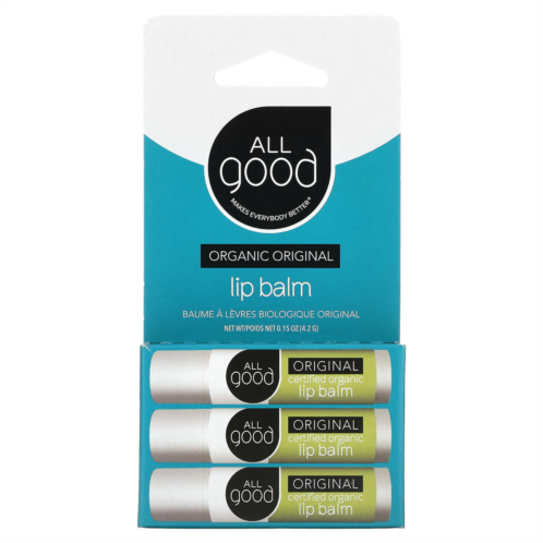All Good Products Organic Lip Balm Original 3 Pack 0.15 oz (4.2 g) Each
