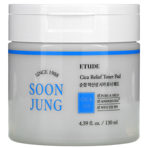 Etude Soon Jung Cica Releif Toner Pad 4.39 fl oz (130 ml)