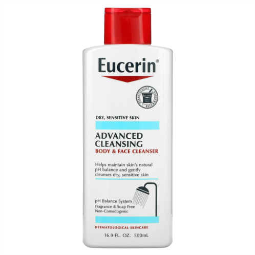 Eucerin Advanced Cleansing Body and Face Cleanser Fragrance Free 16.9 fl oz (500 ml)