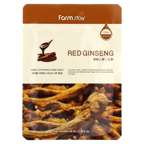 Farmstay Visible Difference Beauty Mask Sheet Red Ginseng 1 Sheet 0.78 fl oz (23 ml)
