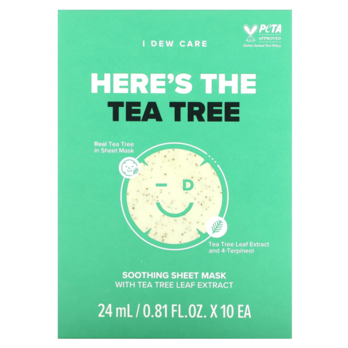 I Dew Care Here´s The Tea Tree Soothing Beauty Sheet Mask 10 Sheet Masks 0.81 fl oz (24 ml) Each